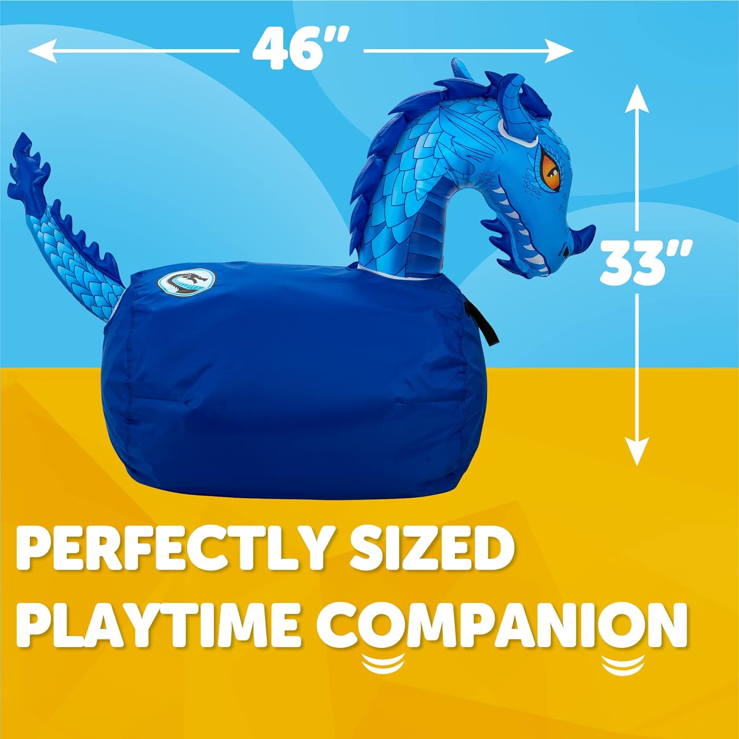 WADDLE Hip Hoppers Large Bouncy Hopper Inflatable Hopping Animal Bouncer, Supports Up to 250 Pounds, Ages 5 and Up (Blue Dragon)