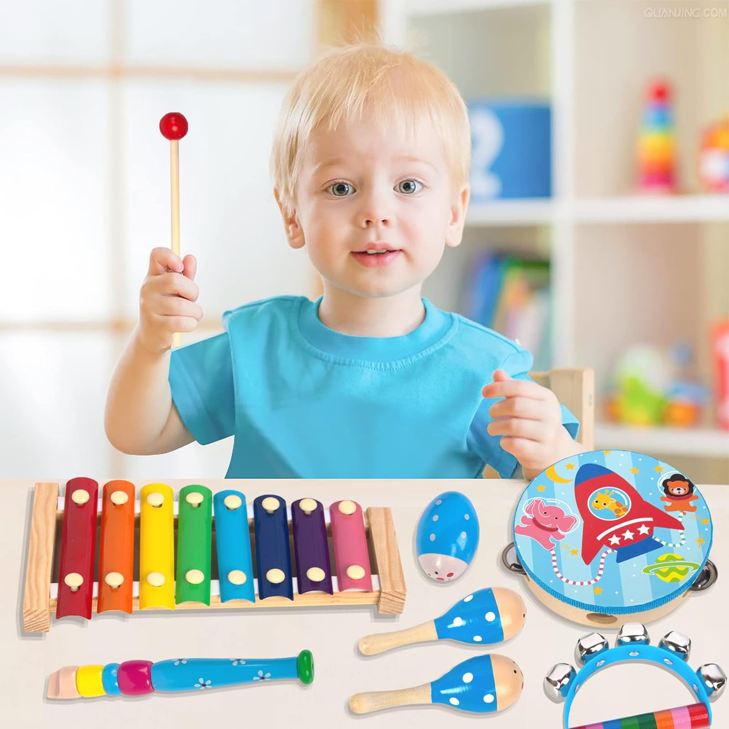 Wooden Musical Instruments Set for Toddlers 1-3, Natural Wood Percussion Instruments Xylophone Gift Set for Girls Boys Kids ,Preschool Educational Musical Toys with Storage Bag (Log Color) Wooden Musical Instruments Set for Toddlers 1-3, Natural Wood Percussion Instruments Xylophone Gift Set for Girls Boys Kids ,Preschool Educational Musical Toys with Storage Bag (Log Color)