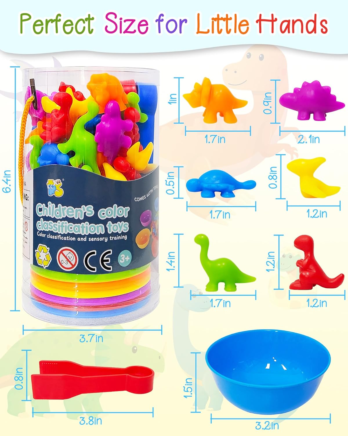 Yetonamr Counting Dinosaurs Montessori Toys for 3 4 5 Years Old Boys Girls, Toddler Preschool Learning Activities Toys for Kids Ages 2-4, 3-5, 4-8, Birthday Gifts Sensory Educational Toys