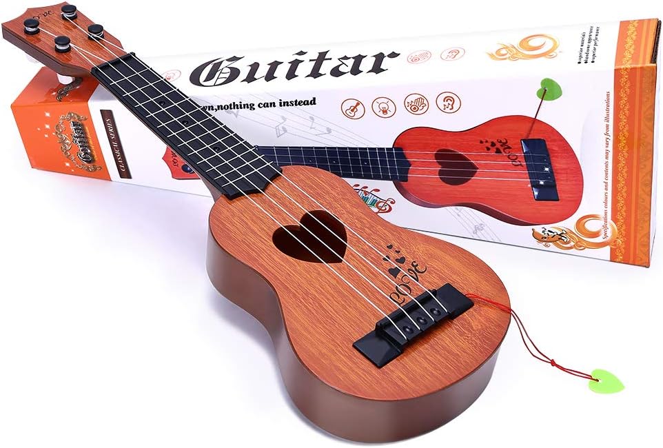YEZI Kids Toy Classical Ukulele Guitar Musical Instrument, Brown (brown1) YEZI Kids Toy Classical Ukulele Guitar Musical Instrument, Brown (brown1)