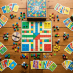 best board games for 5 year olds including colorful game boards cards and playing pieces on a wooden table