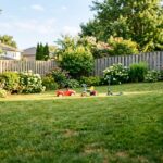 Pedal powered go kart and children's outdoor ride on toys in a sunny residential backyard