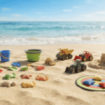 Best beach toys for toddlers on the sand by the ocean