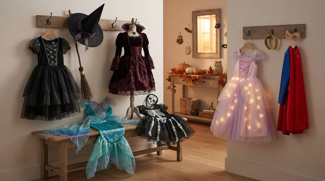 Best Halloween costumes for girls including witch, vampire, princess, mermaid, skeleton, and superhero styles