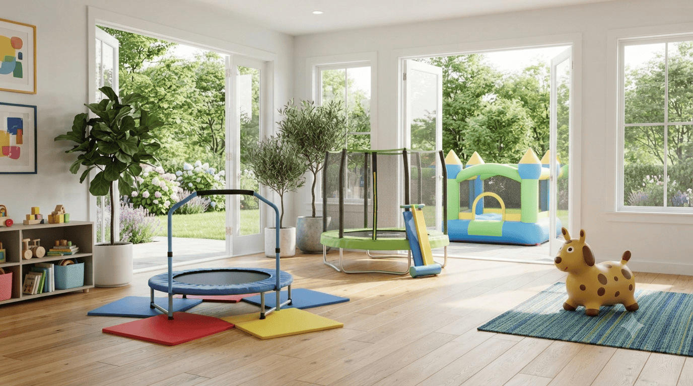 Best jumping toys for toddlers in a bright indoor and outdoor play area