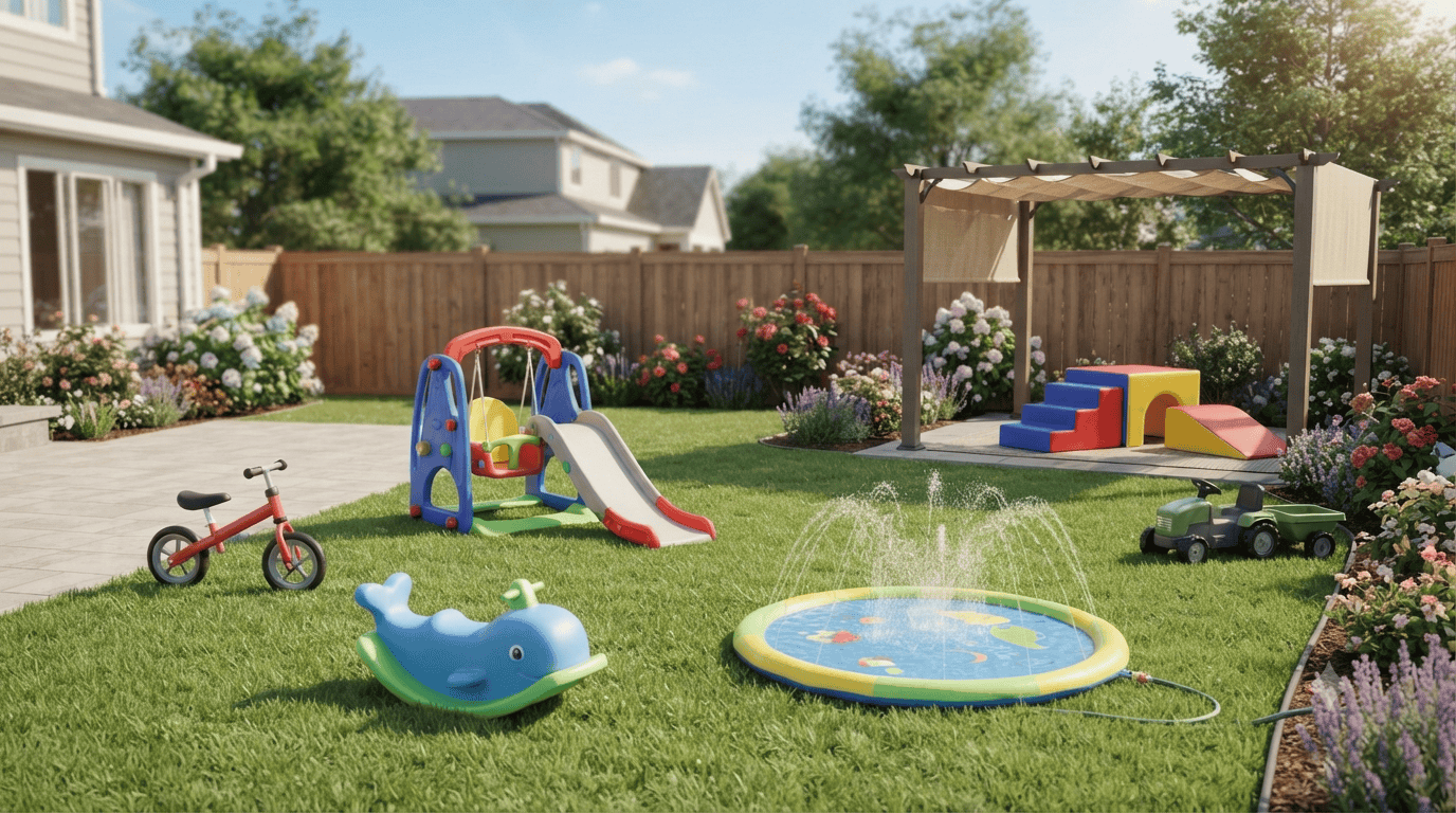 Best outdoor toys for toddlers ages 1 to 3 in a backyard play area