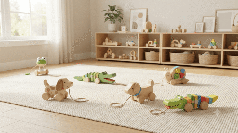Best pull toys for toddlers in a bright indoor playroom