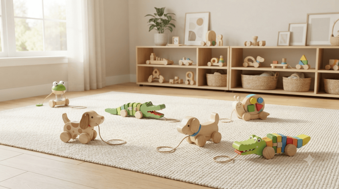 Best pull toys for toddlers in a bright indoor playroom