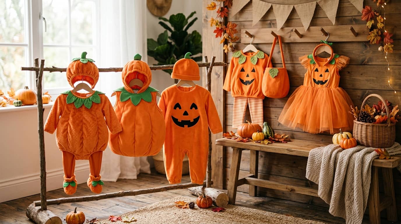 Best pumpkin Halloween costumes for kids with baby pumpkin outfit, round toddler costume, pumpkin jumpsuit, trick-or-treat set, and orange pumpkin dress